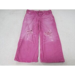 Ariat Jeans Womens 32 Pink Distressed Ultra High Rise Wide Leg REAL Denim 5-Fly‎